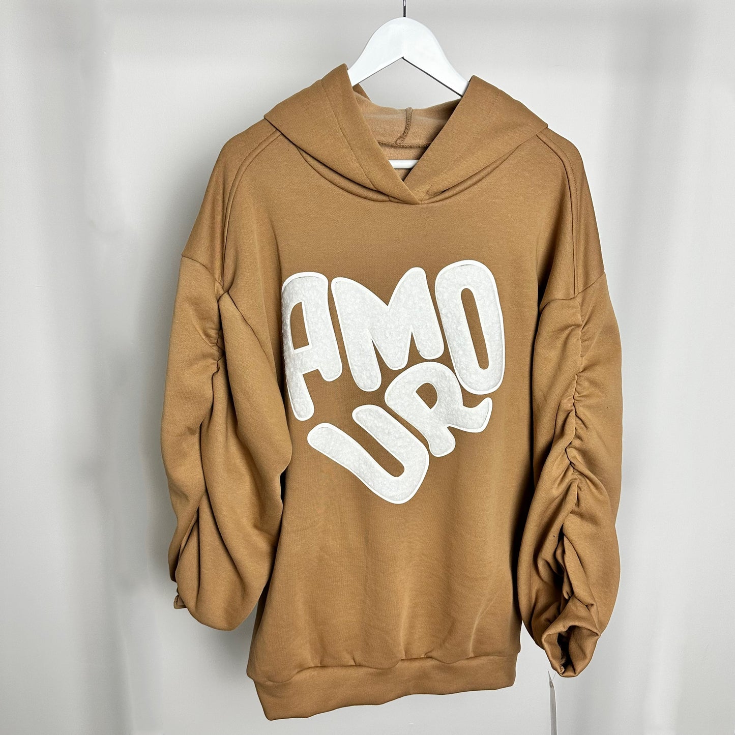 Camel Amour Ruched Hoodie